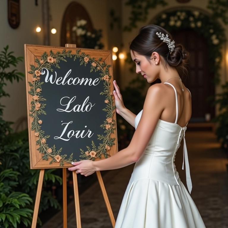 Quadro de boas-vindas sendo ajustado para o tamanho ideal.