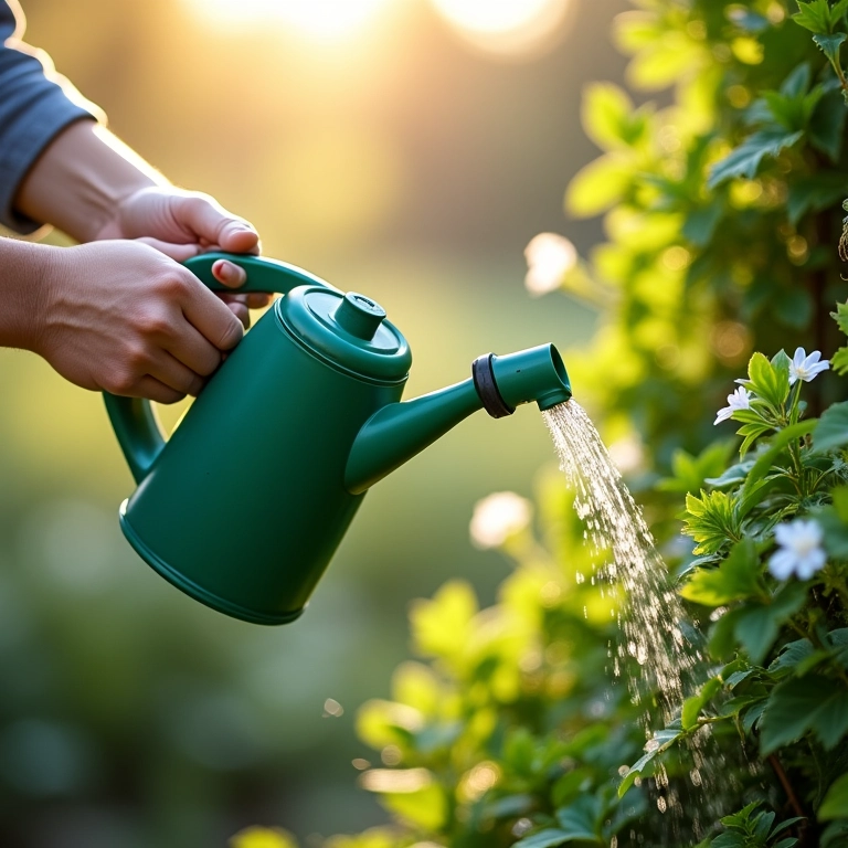Regando um jardim vertical.