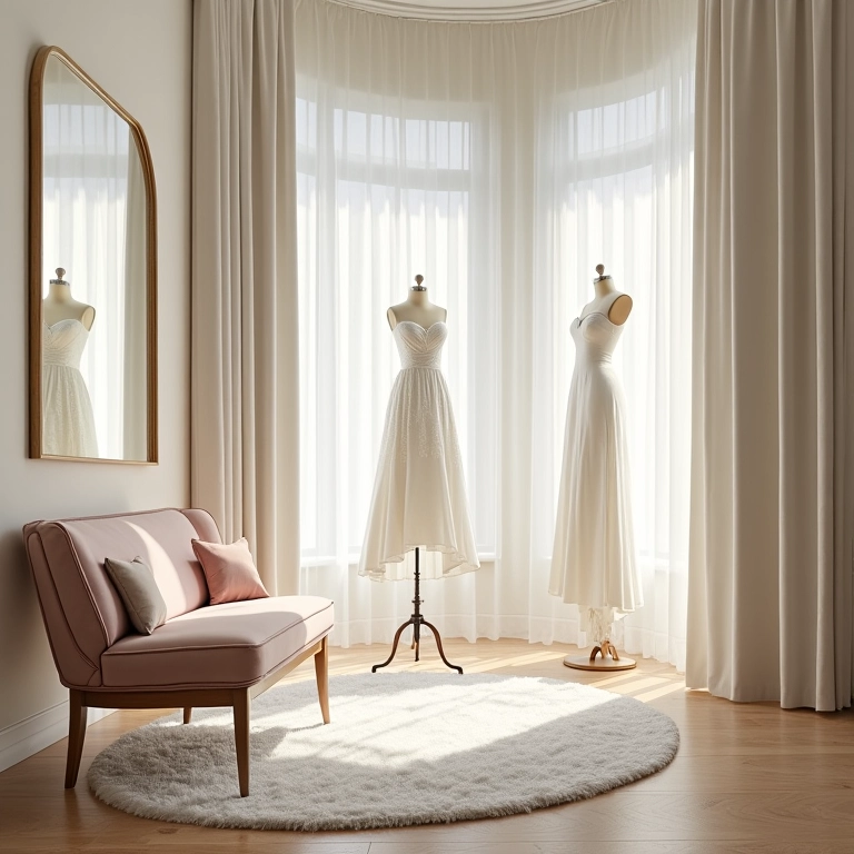 Salão com camarim ideal para noiva: espaço amplo e confortável.