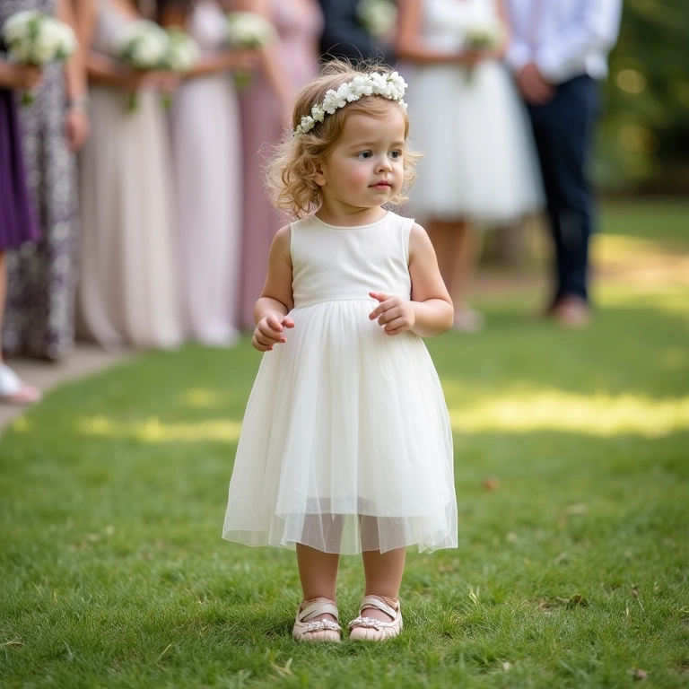 Sapatilhas para daminhas em casamentos ao ar livre.