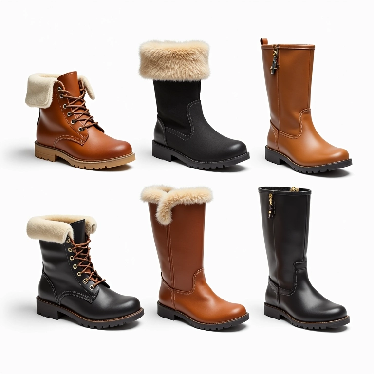 Seleção de botas de inverno confortáveis e estilosas.