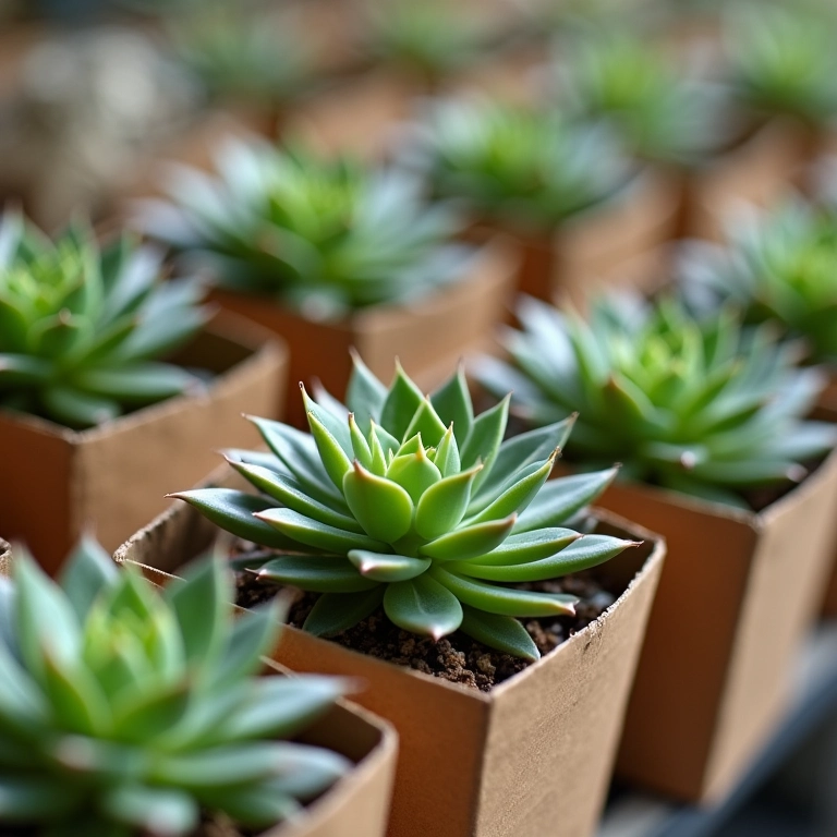 Suculentas embaladas para transporte.