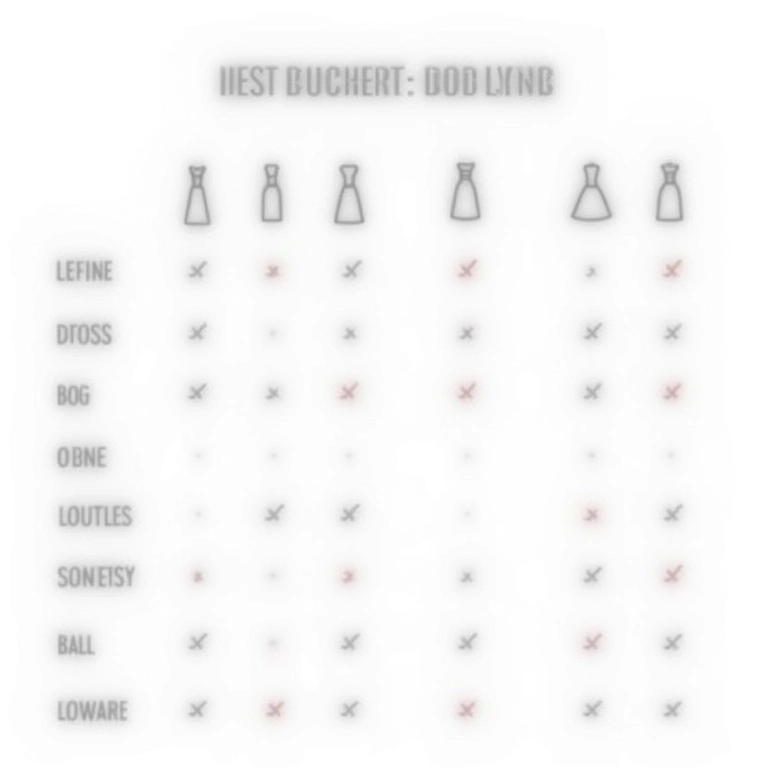 Tabela comparativa de estilos de vestidos de noivado e tipos de corpo.