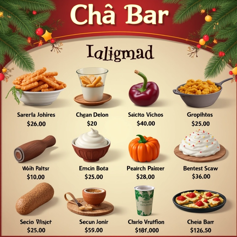 Tabela de ideias e materiais para Chá Bar.