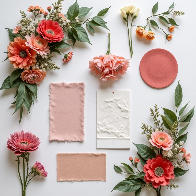 Tabela de ideias para decoração de mesa de convidados: mood board inspirador.