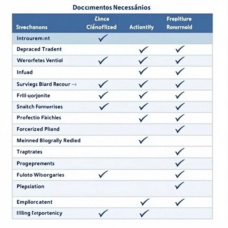 Tabela resumo de documentos para casamento