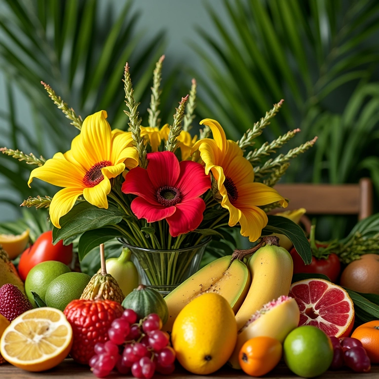 Tema tropical para um chá de panela alegre e vibrante.