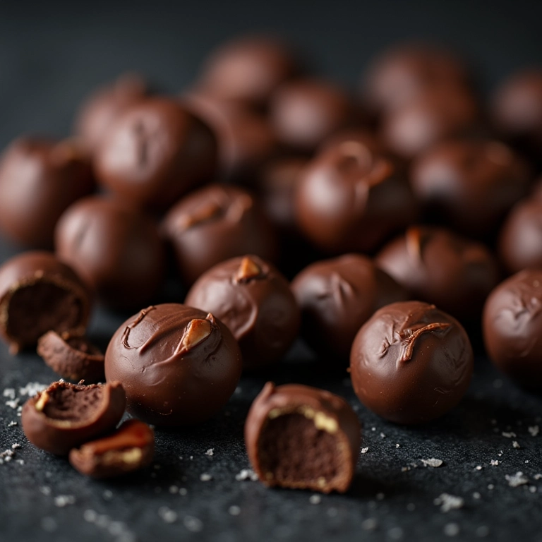 Trufas de chocolate com avelã, um doce requintado e sem lactose.