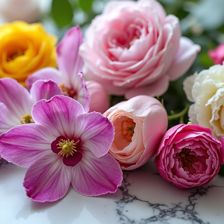Variedade de flores nobres para casamento.