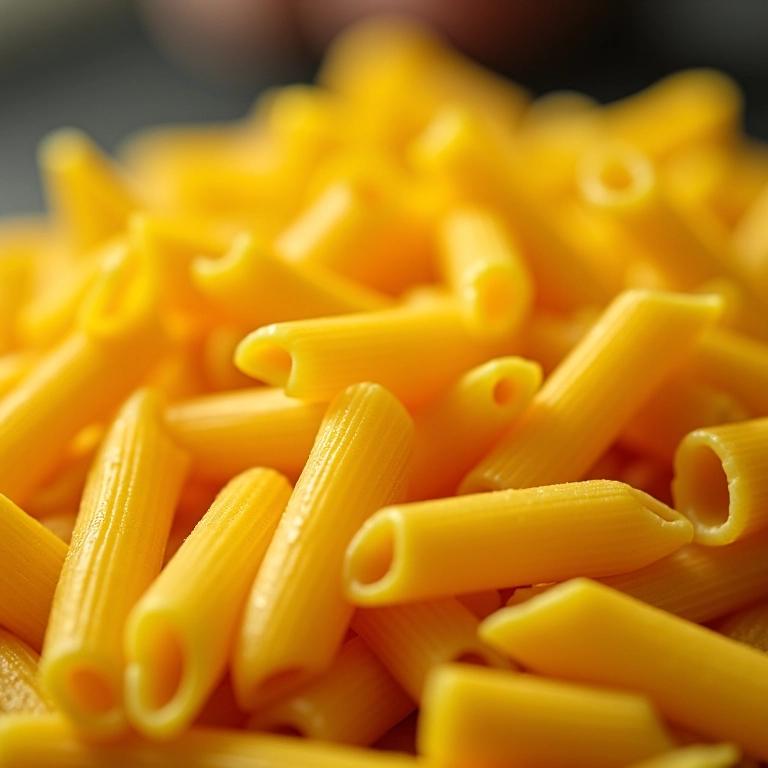 Variedade de massas frescas em uma estação ao vivo: penne, farfalle, spaghetti.