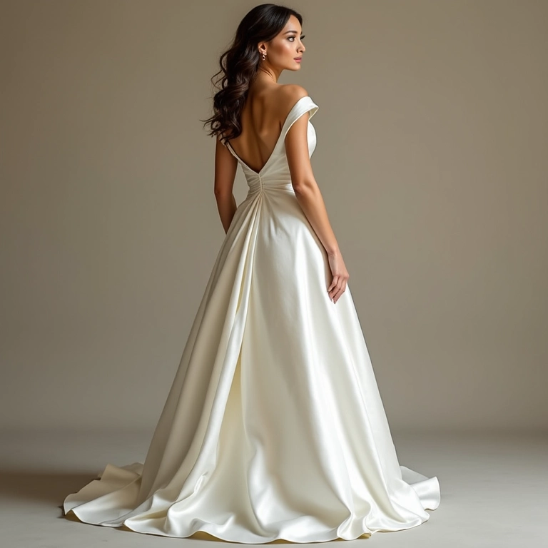 Vestido de cetim com caimento impecável, valorizando a silhueta.