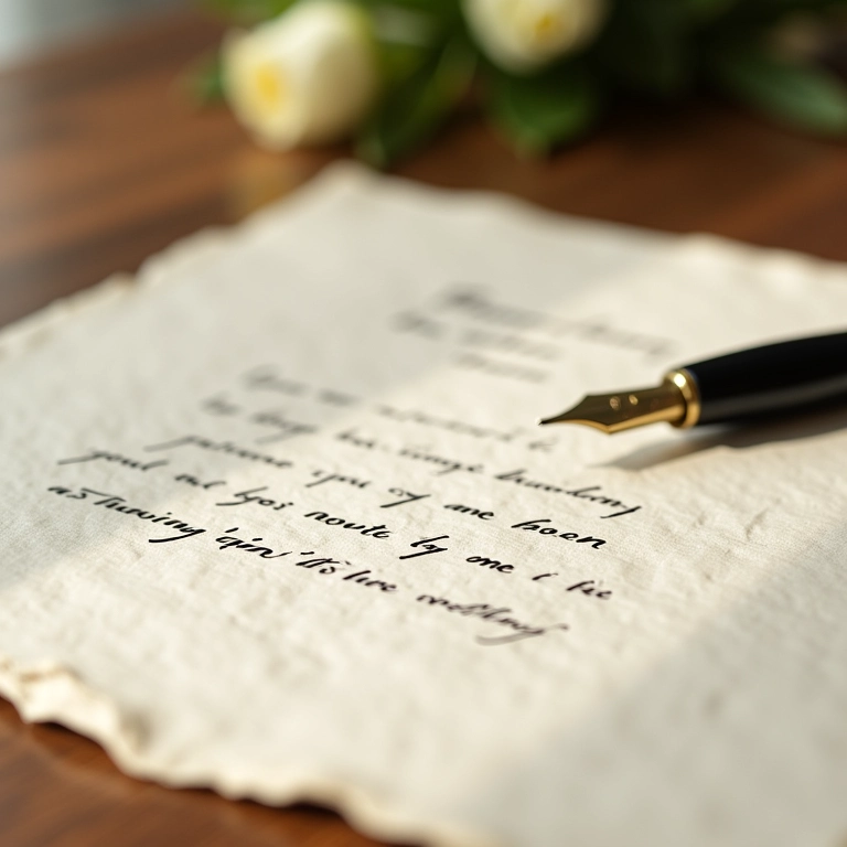 Votos de casamento escritos em papel texturizado com caneta tinteiro.