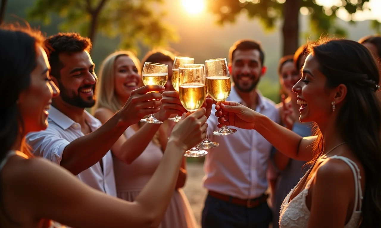Agradecimento coletivo na festa de casamento.