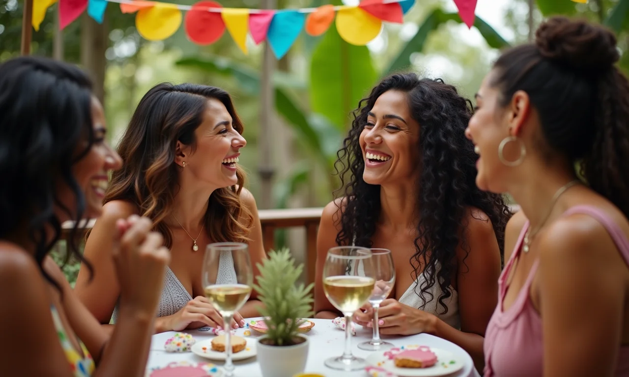 Amigas jogando e se divertindo na despedida de solteira.