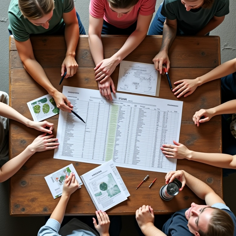 Amigos planejando lista de convidados de casamento.