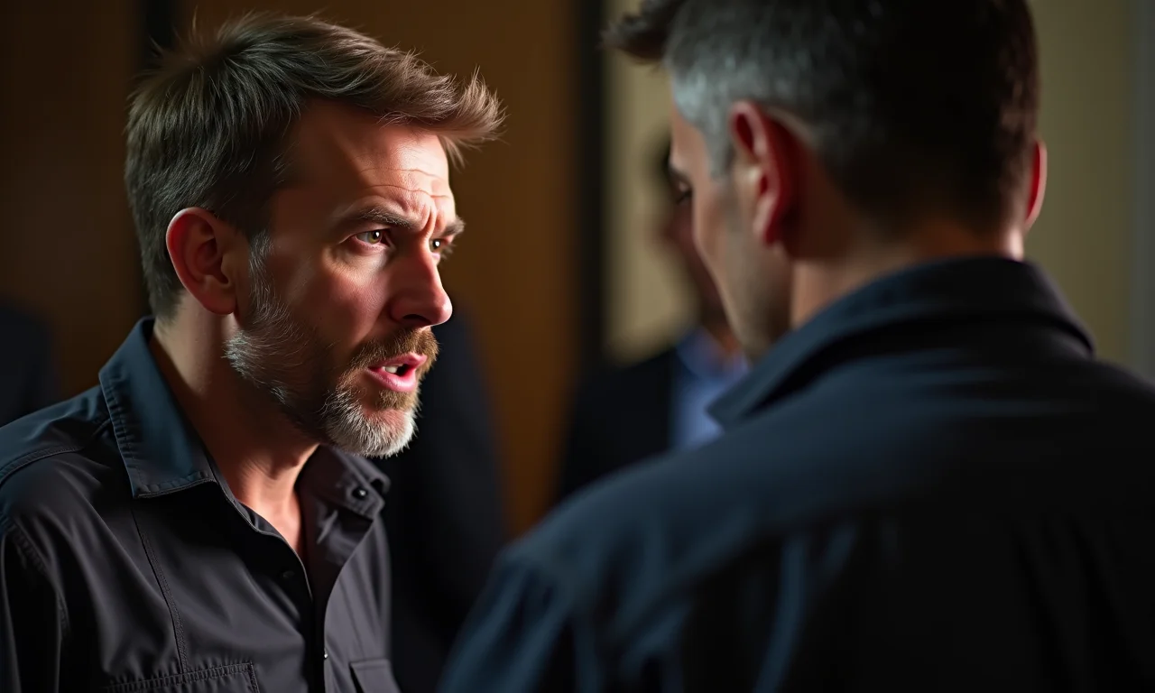 Anfitrião frustrado olhando para um gerador que parou de funcionar durante a festa.