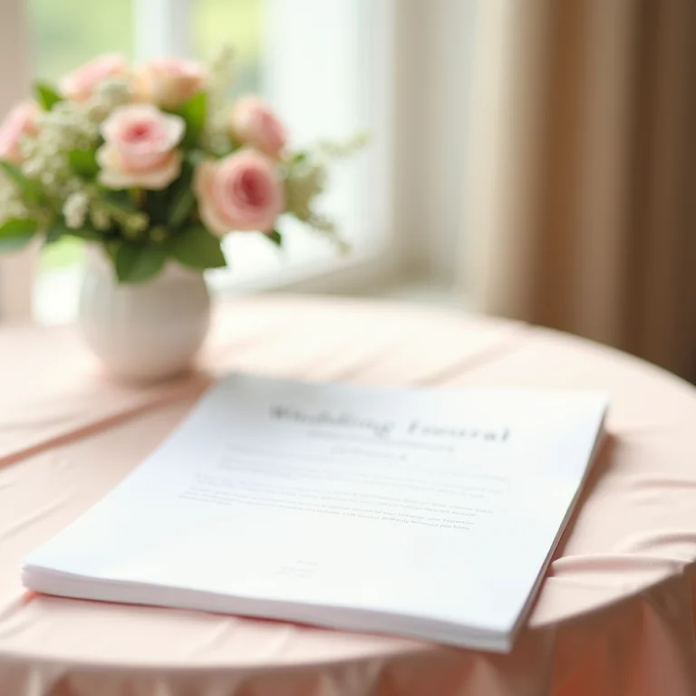 Apólice de seguro para casamento sobre uma toalha de seda.