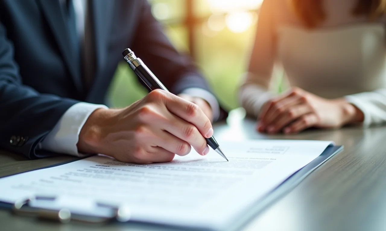 Assinatura digital de contrato com fornecedor de casamento.