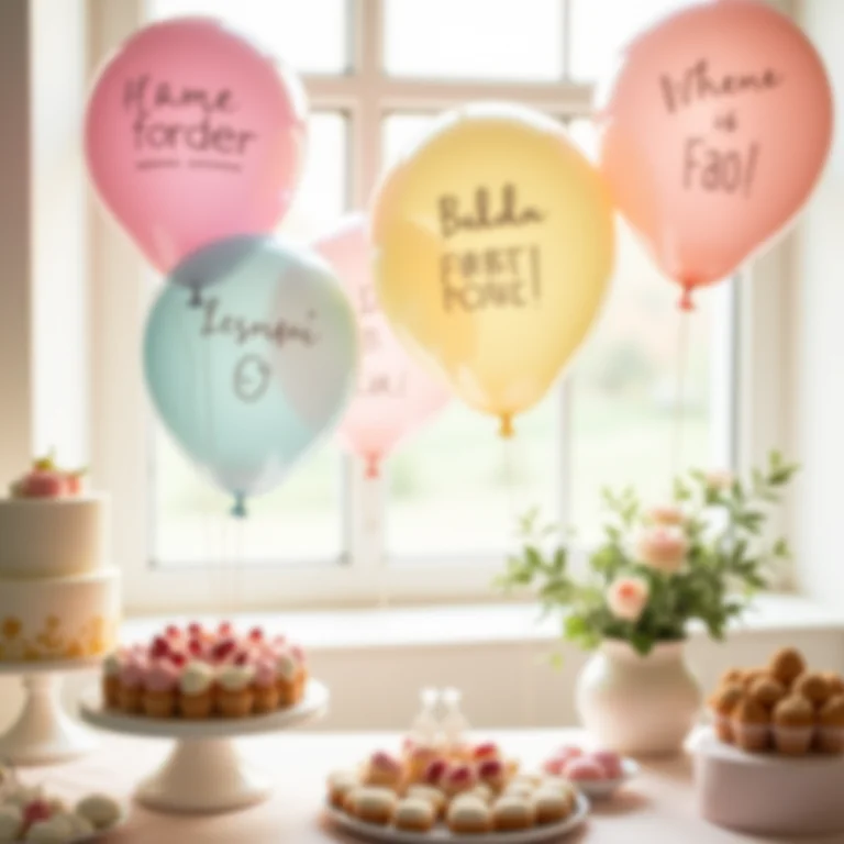 Balões personalizados em tons pastel em festa de noivado