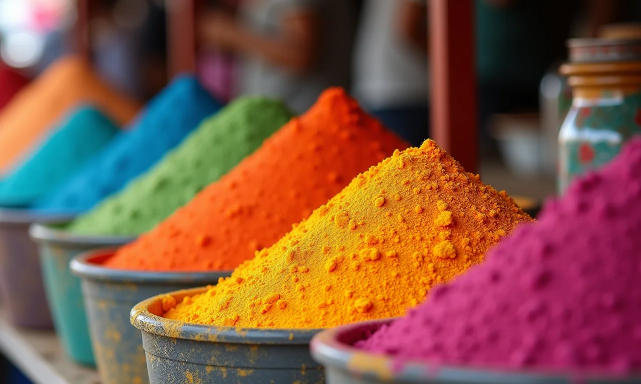 Banca de mercado brasileiro com areias coloridas para cerimônia.