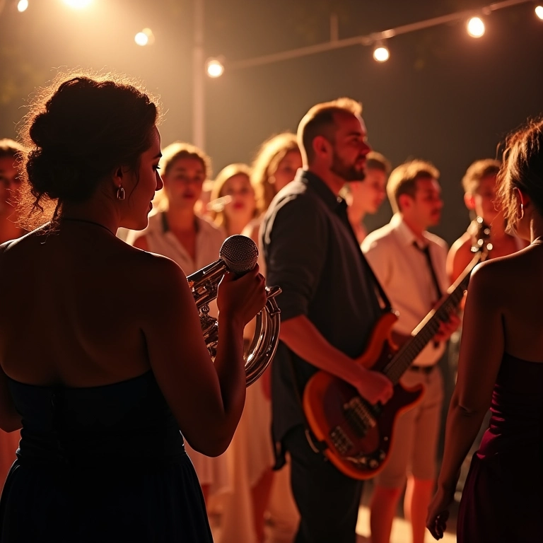 Banda toca em casamento, preço representado visualmente.