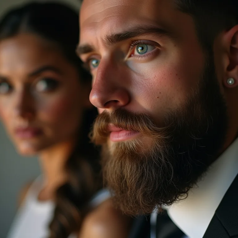 Barba bem cuidada complementando o visual do noivo