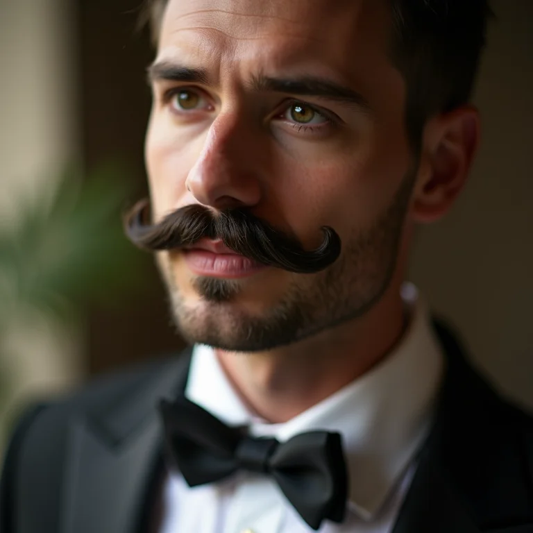 Bigode elegante em casamento.