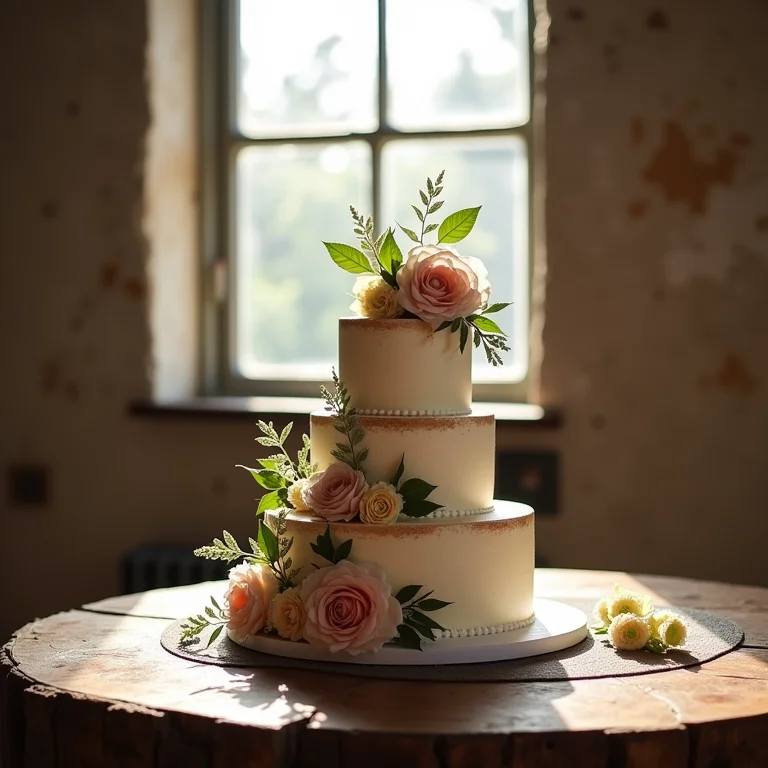 Bolo de casamento em casarão histórico em Colonia del Sacramento