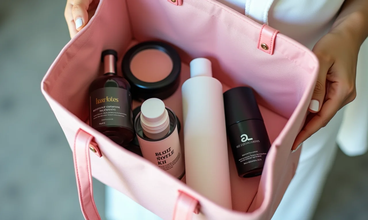 Bolsa com itens essenciais para o dia da noiva.