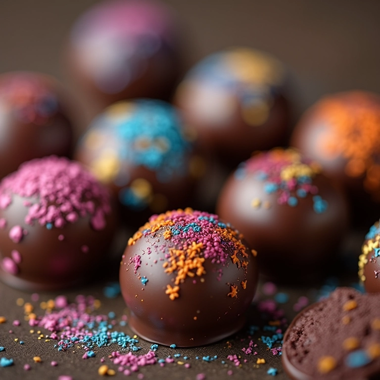 Bombons pintados à mão com desenhos intrincados.