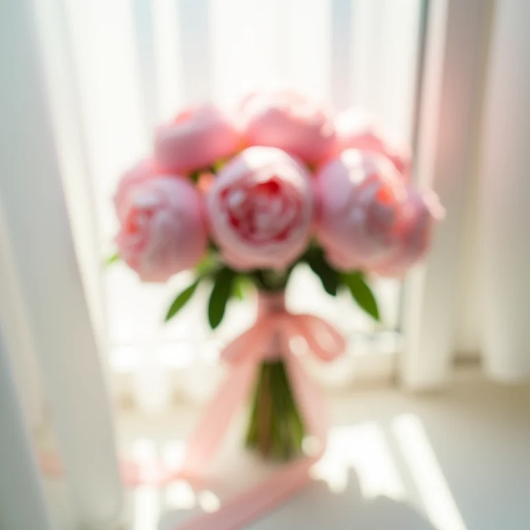 Buquê de peônias rosas em casamento romântico