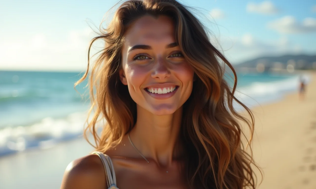 Cabelos soltos com ondas naturais e um toque de praia.