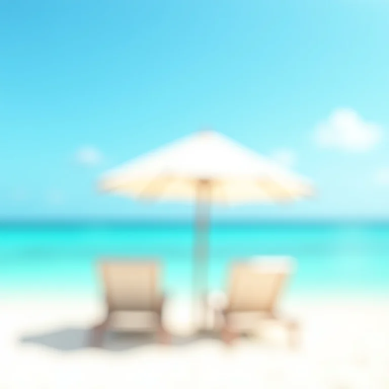 Cadeiras de praia e guarda-sol em Cozumel, cenário perfeito para lua de mel.