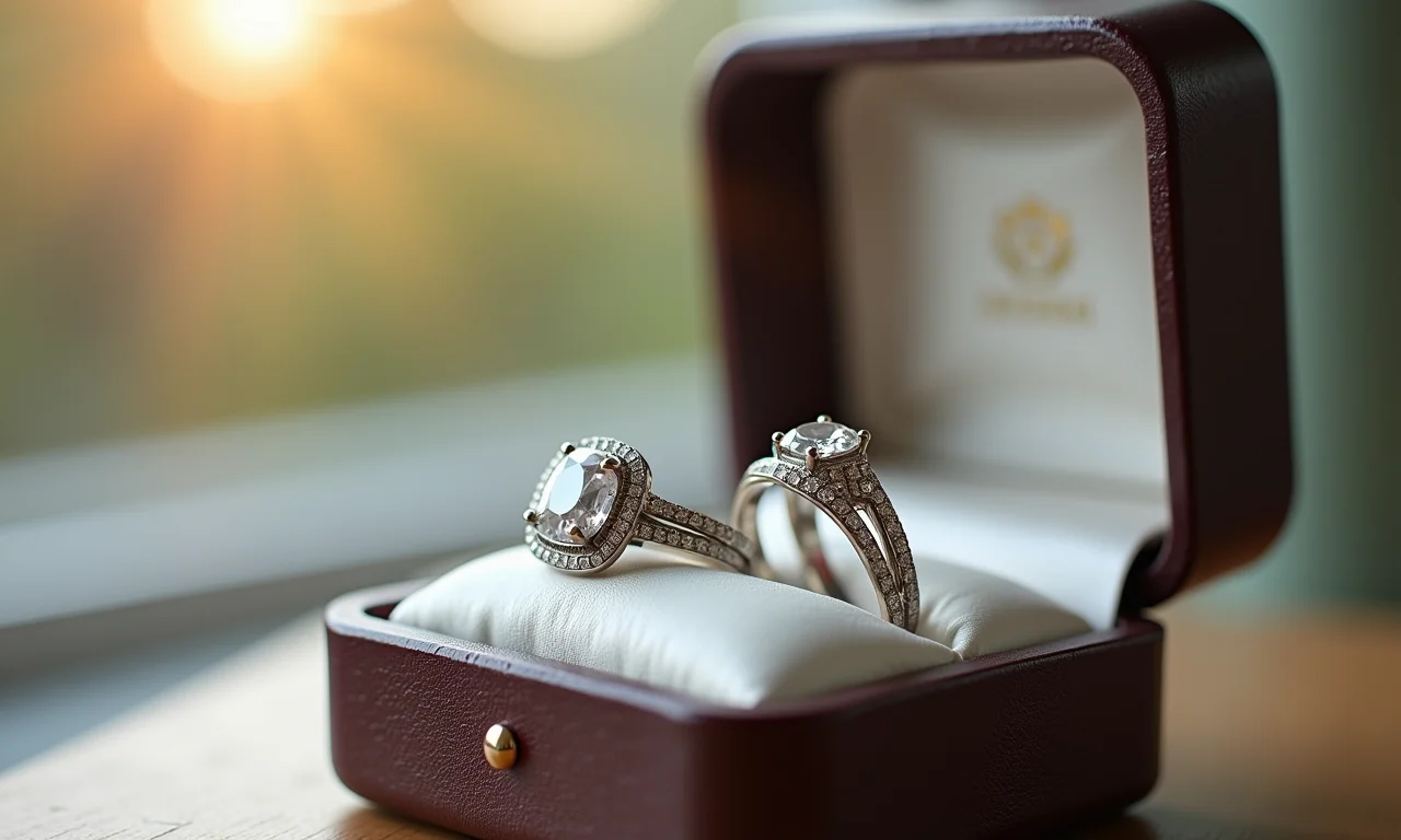 Caixa de joias de prata com anéis, simbolizando bodas de prata.