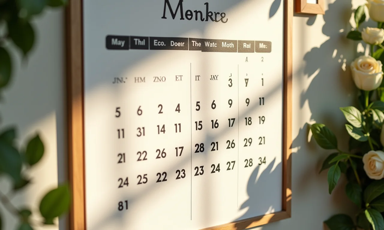 Calendário marcando 6-12 meses antes do casamento.