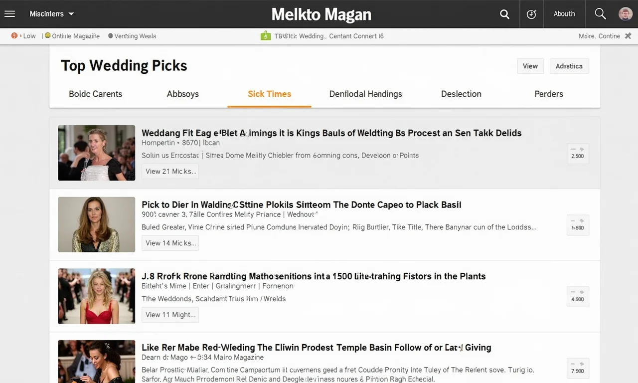 Captura de tela de revista de casamento online.