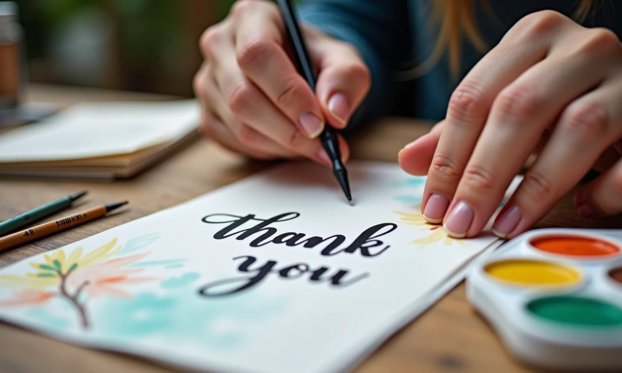 Cartões de agradecimento feitos à mão.