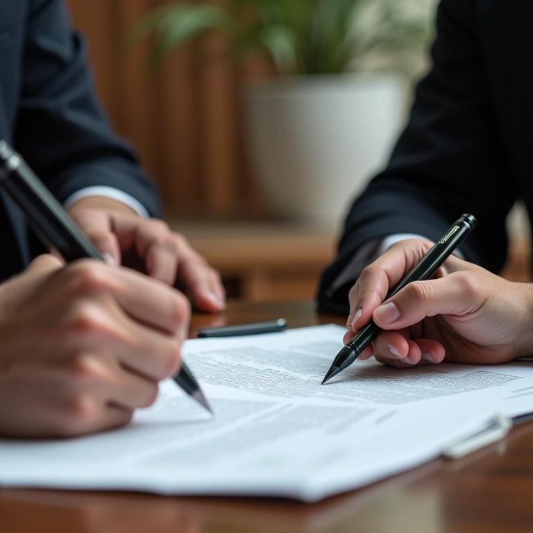 Casal assina contrato com banda de casamento.