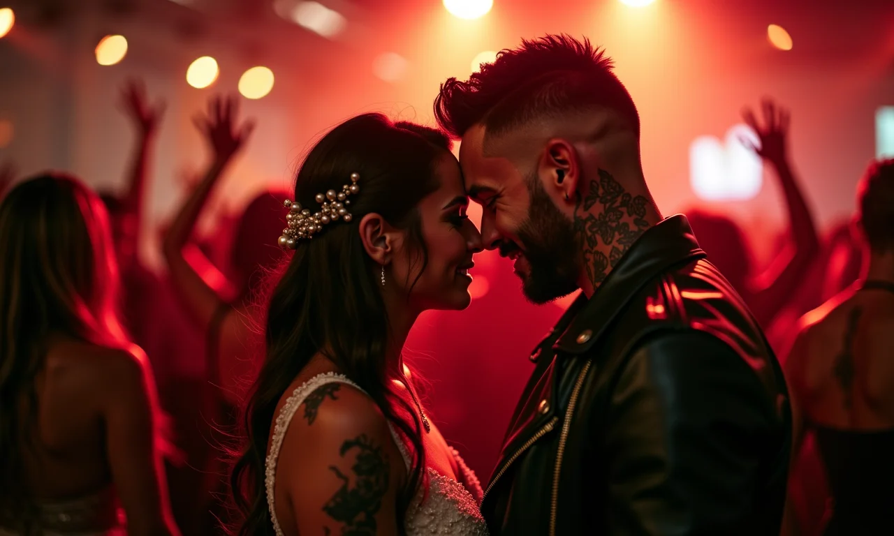 Casal estiloso celebra casamento rock'n'roll com atitude e personalidade.