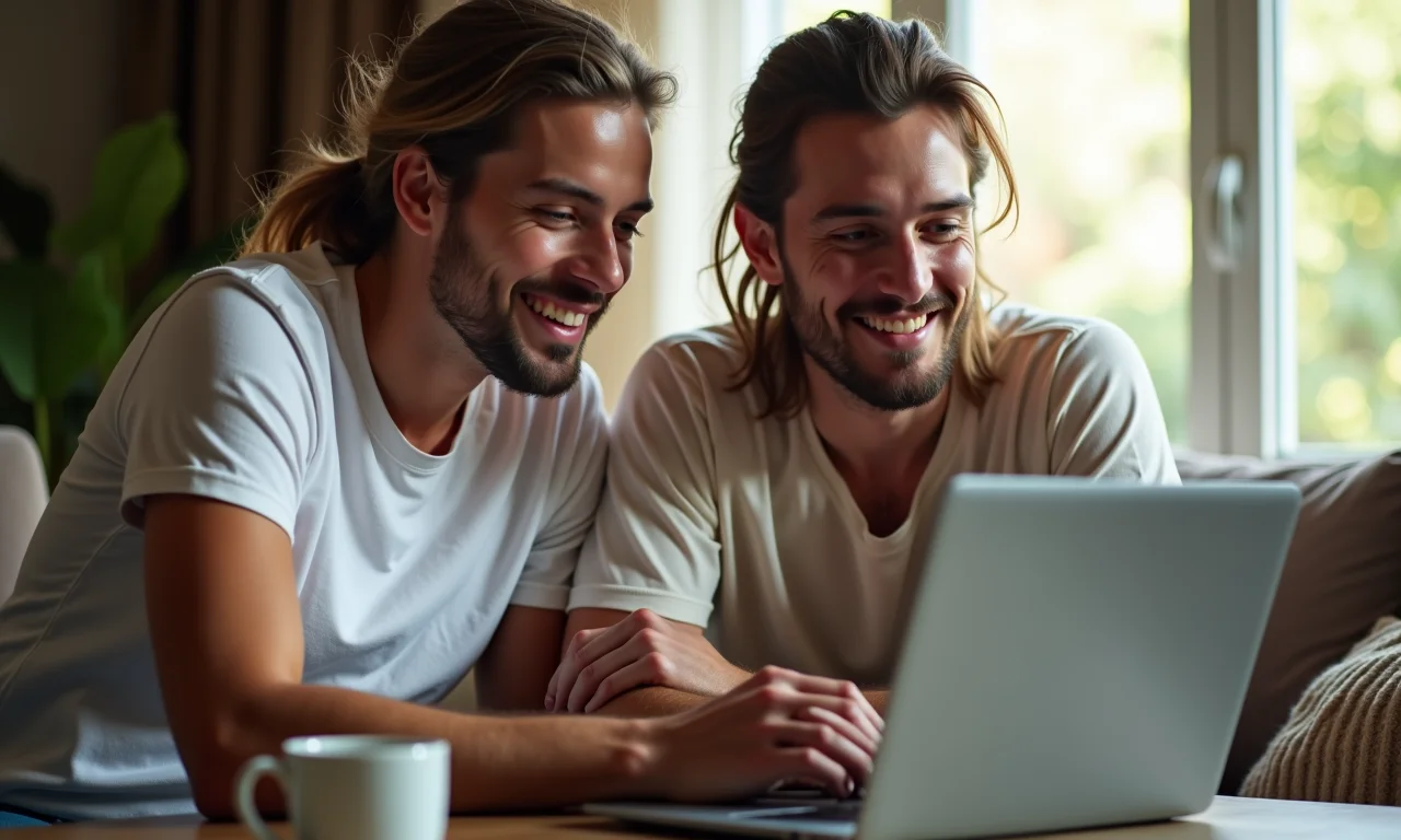 Casal pesquisando e comparando preços de fornecedores para o casamento.