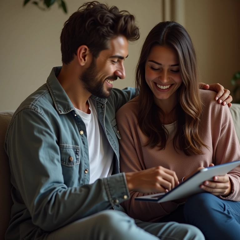 Casal planejando orçamento do casamento ecumênico.