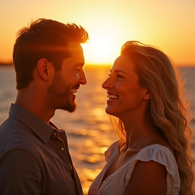 Casal rindo espontaneamente durante o first look, capturando a alegria e leveza do momento.