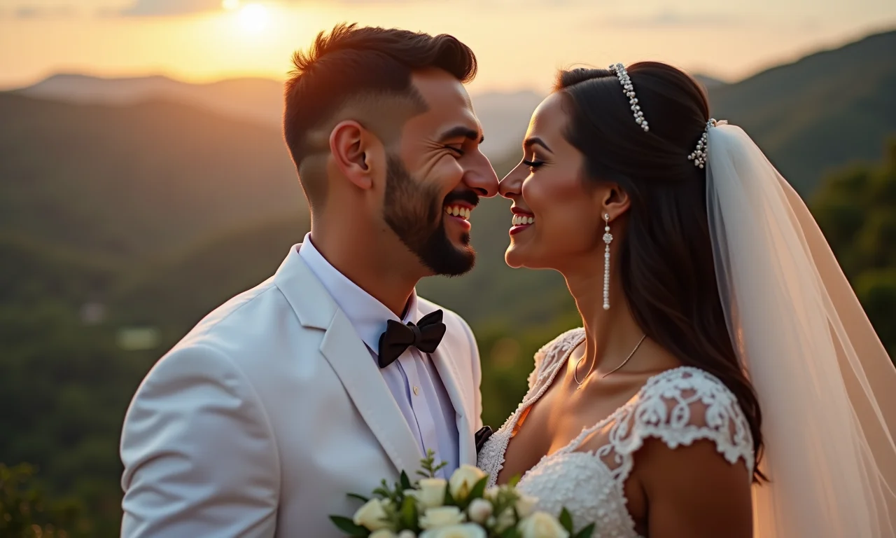 Casal se casando com segurança financeira.