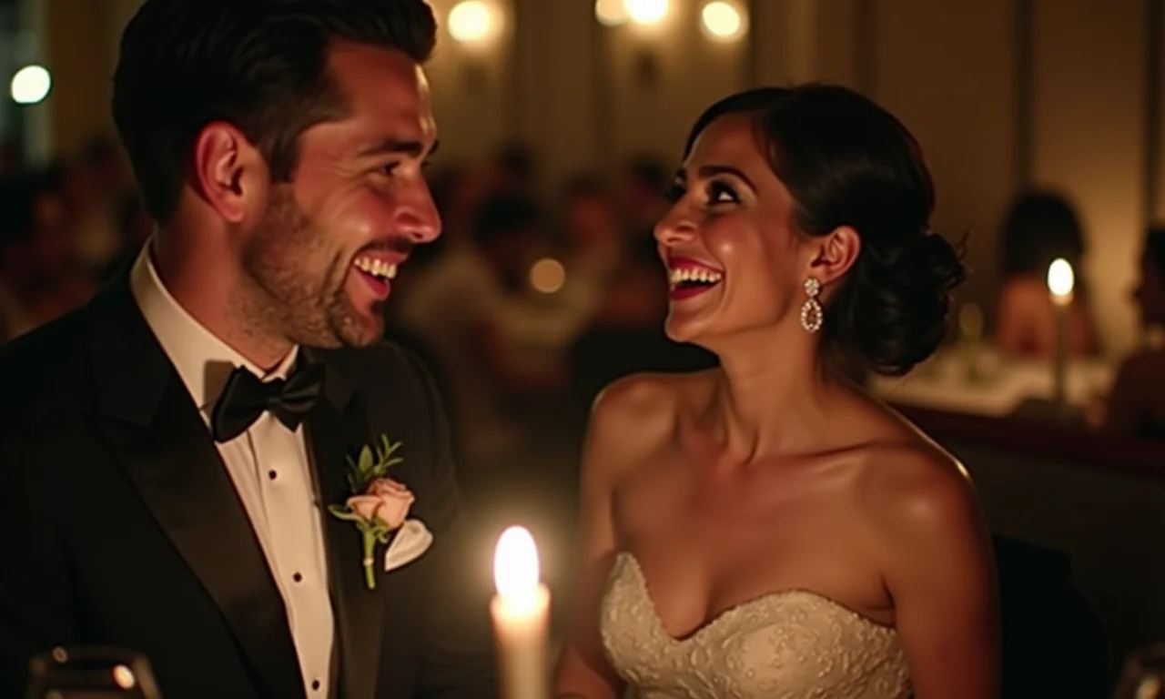 Casamento em restaurante aconchegante com iluminação suave e decoração moderna.