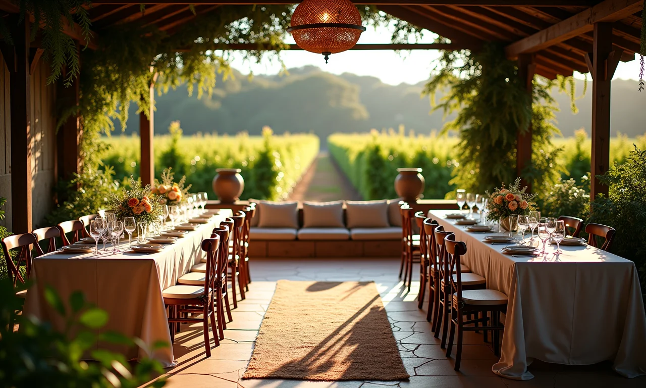 Casamento intimista em uma charmosa fazenda brasileira com vista para um vinhedo.