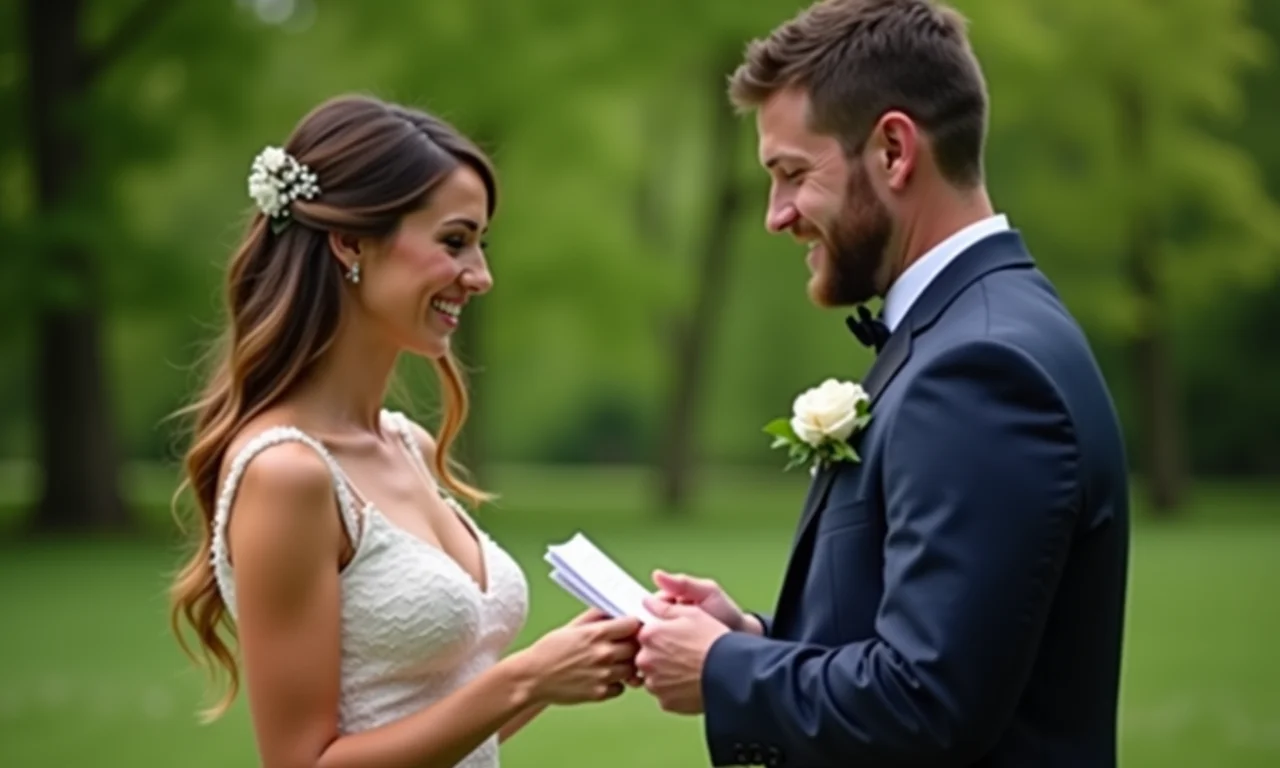 Celebrante amigo conduzindo cerimônia de casamento.