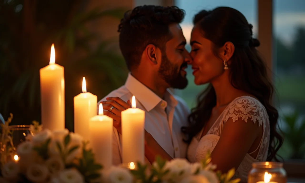 Centros de mesa com velas: um toque romântico e acolhedor.