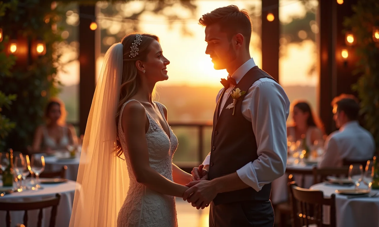 Cerimonialista coordenando casamento em restaurante.
