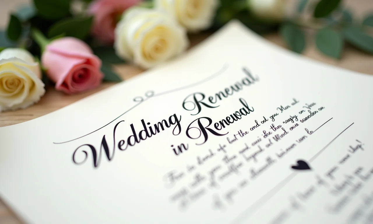Certificado de renovação de votos com caligrafia elegante.