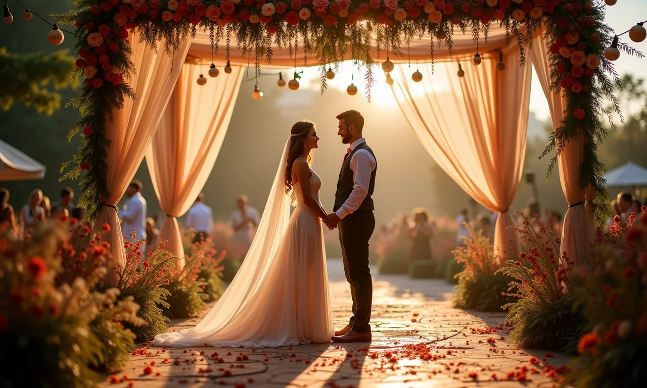 Checklist para decoração aérea: flores, luzes, tecidos e segurança.